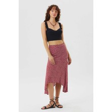 Clandestino Asimetrik Kesim Çiçekli Korsajlı Etek