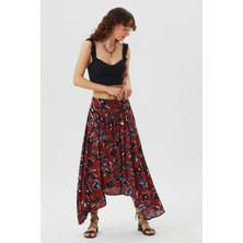 Clandestino Asimetrik Kesim Desenli Bohem Etek