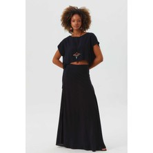 Clandestino Kayık Yaka Oversize Yazlık Crop Bohem Bluz