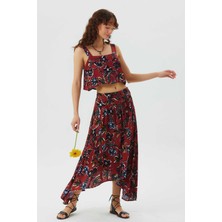 Clandestino Kare Yaka Kalın Askılı Crop Bluz