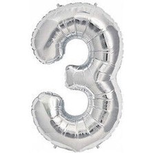 Benim Marifetlerim 3 Rakamı Gümüş Folyo Balon 16 Inch 40 cm