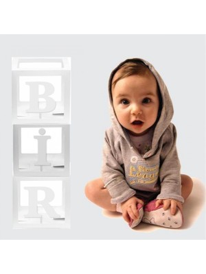 Kidspartim Şeffaf Kutu Bir Yazılı Harf Beyaz 25 cm