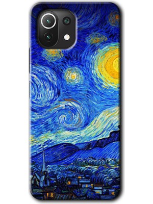 Gramaphone Xiaomi Mi 11 Lite Kılıf Hd Desen Baskılı Arka Kapak + Esnek Nano Cam - Starry Night