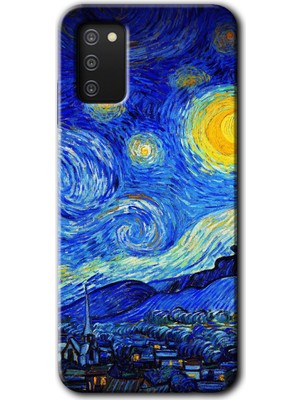 Gramaphone Galaxy A02S Kılıf Hd Desen Baskılı Arka Kapak + Kırılmaz Cam - Starry Night