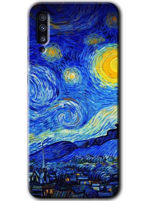 Gramaphone Galaxy A50S Kılıf Hd Desen Baskılı Arka Kapak + Esnek Nano Cam - Starry Night