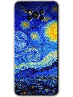Gramaphone Poco X3 Pro Kılıf Hd Desen Baskılı Arka Kapak + Esnek Nano Cam - Starry Night