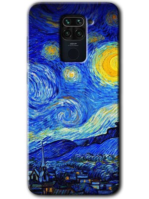 Gramaphone Redmi Note 9 Kılıf Hd Desen Baskılı Arka Kapak + Kırılmaz Cam - Starry Night