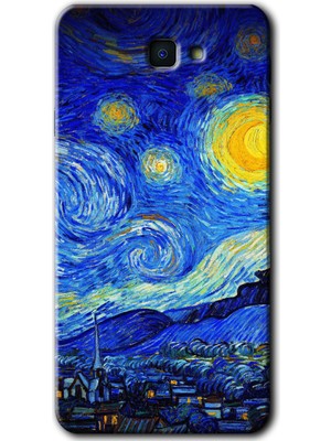 Gramaphone Galaxy J7 Prime 2 Kılıf Hd Desen Baskılı Arka Kapak + Kırılmaz Cam - Starry Night