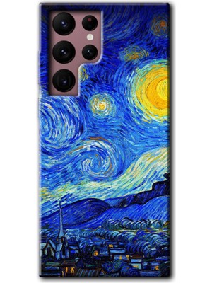 Gramaphone Galaxy S22 Ultra Kılıf Hd Desen Baskılı Arka Kapak + Esnek Nano Cam - Starry Night