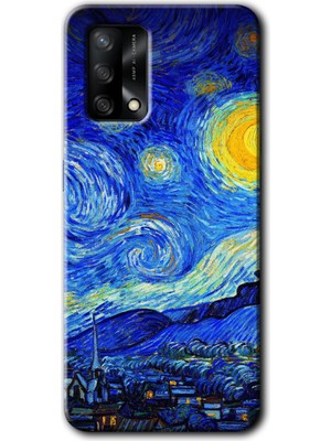 Gramaphone Oppo A74 Kılıf Hd Desen Baskılı Arka Kapak + Esnek Nano Cam - Starry Night