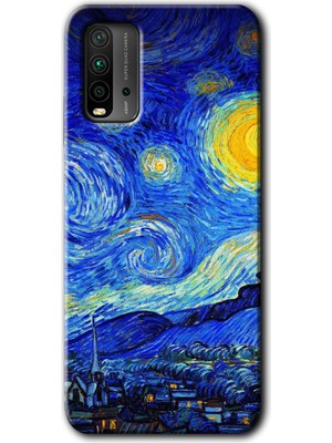 Redmi 9t Kılıf Hd Desen Baskılı Arka Kapak + Kırılmaz Cam - Starry Night