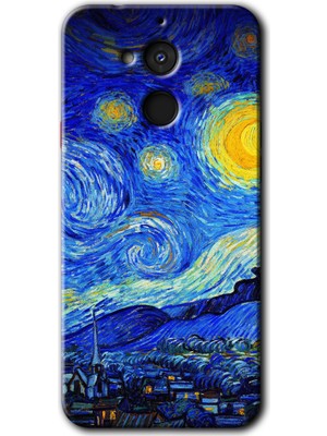 General Mobile Gm 8 Kılıf Hd Desen Baskılı Arka Kapak + Esnek Nano Cam - Starry Night