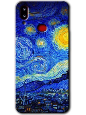 Galaxy A10S Kılıf Hd Desen Baskılı Arka Kapak + Kırılmaz Cam - Starry Night