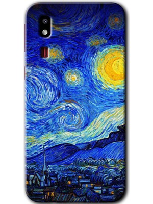 Galaxy A2 Core Kılıf Hd Desen Baskılı Arka Kapak + Kırılmaz Cam - Starry Night