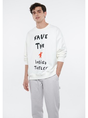 Mavi Kadın Save The Indigo Turtles Beyaz Sweatshirt 2610004-70057