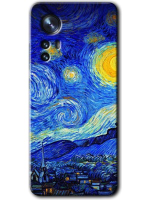 Gramaphone Xiaomi Mi 12 Kılıf Hd Desen Baskılı Arka Kapak + Kırılmaz Cam - Starry Night