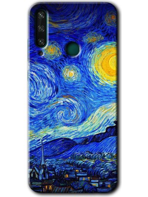 Gramaphone Huawei Y6P Kılıf Hd Desen Baskılı Arka Kapak + Esnek Nano Cam - Starry Night