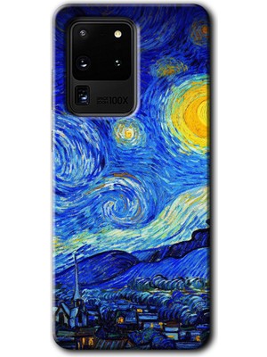 Galaxy S20 Ultra Kılıf Hd Desen Baskılı Arka Kapak + Kırılmaz Cam - Starry Night