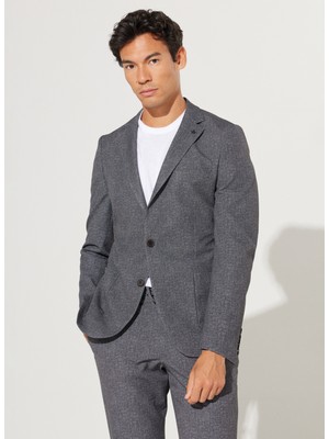 ALTINYILDIZ CLASSICS Erkek Antrasit-Beyaz Slim Fit Dar Kesim Mono Yaka Desenli Takım Elbise