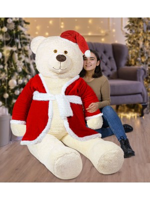 Harika Peluş Fabrikası  200 cm Noel Baba Şapkalı Ayıcık  Yeni Yıl ,yılbaşı Hediyesi