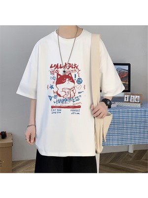 Touz Moda  Happiness Cat Baskılı Oversize T-Shirt