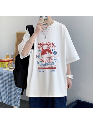 Touz Moda  Happiness Cat Baskılı Oversize T-Shirt