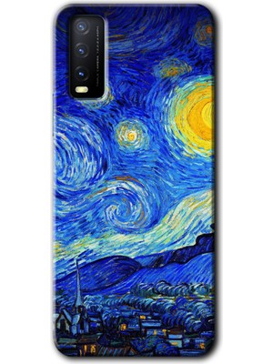 Gramaphone Vivo Y11S Kılıf Hd Desen Baskılı Arka Kapak + Esnek Nano Cam - Starry Night