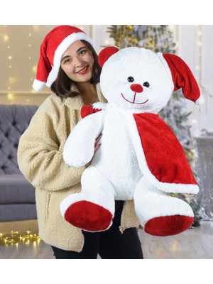 Harika Peluş Fabrikası 75 cm Şapkalı Noel Baba Ayıcık   Yeni Yıl ,yılbaşı Hediyesi