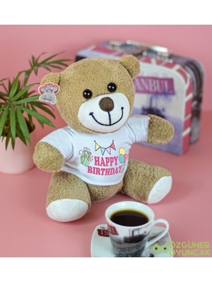 Harika Peluş Fabrikası Harika Peluş 25 cm Happy Birthday Yazılı Çiçek Ayı