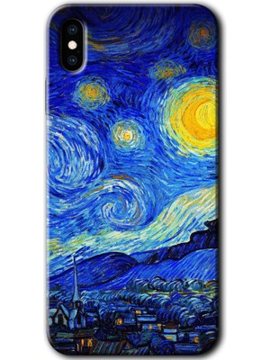 Gramaphone Apple iPhone Xs Max Kılıf Hd Desen Baskılı Arka Kapak + Kırılmaz Cam - Starry Night