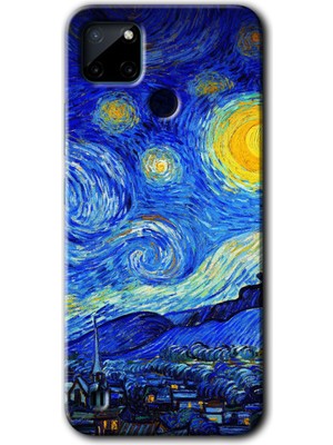 Realme C21 Kılıf Hd Desen Baskılı Arka Kapak + Kırılmaz Cam - Starry Night