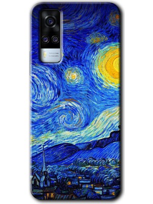 Gramaphone Vivo Y31 2021 Kılıf Hd Desen Baskılı Arka Kapak + Esnek Nano Cam - Starry Night