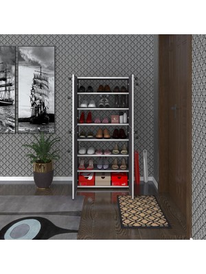 Kenz Life  Ayakkabılık Ayakkabı Dolabı Kilitli Gutan Gri 140*70*32 Kapaklı Ofis Dolabı Iki Bölme