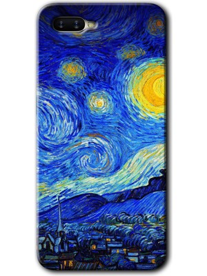 Gramaphone Oppo Rx 17 Neo Kılıf Hd Desen Baskılı Arka Kapak + Kırılmaz Cam - Starry Night