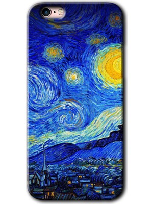 iPhone 6s Plus Kılıf Hd Desen Baskılı Arka Kapak + Kırılmaz Cam - Starry Night