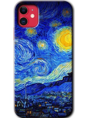 Gramaphone Apple iPhone 11 Kılıf Hd Desen Baskılı Arka Kapak + Esnek Nano Cam - Starry Night