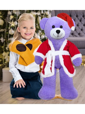 Harika Peluş Fabrikası 80 cm Noel Baba Şapkalı Ayıcık Yeni Yıl , Yılbaşı si