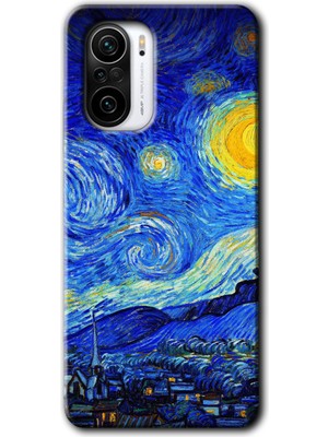 Gramaphone Redmi K40 Kılıf Hd Desen Baskılı Arka Kapak + Esnek Nano Cam - Starry Night
