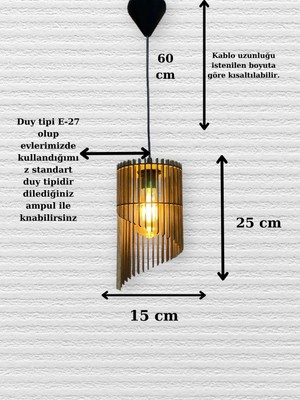 Ala Depo Dekoratif  Rustik Ahşap Defne Avize Açık Meşe