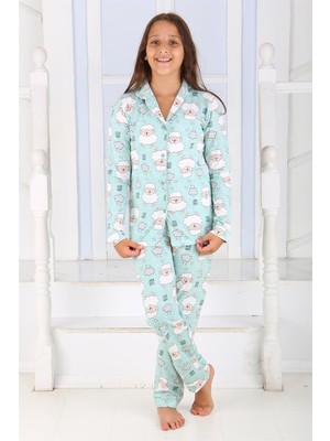 Vitmo Kız Düğmeli Pijama Takımı Kuzulu 'good Night' Model Uzun Kollu