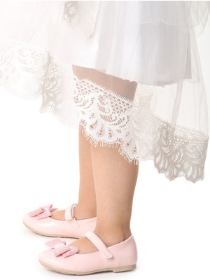 Kiko Kids Cırtlı Fiyonklu Kız Çocuk Babet Ayakkabı Ege 200 Rugan