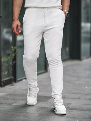 Valiberta Premium Desenli Jogger Pantolon - Beyaz