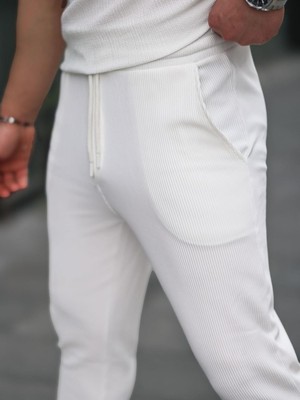 Valiberta Premium Desenli Jogger Pantolon - Beyaz