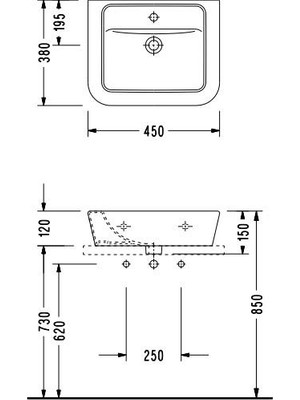 Serel Star 38x45 cm Duvara Monte Lavabo DE42TDS110H