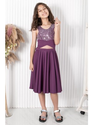 Şubu Tasarım Taş Baskı Abiye Lila MDV320