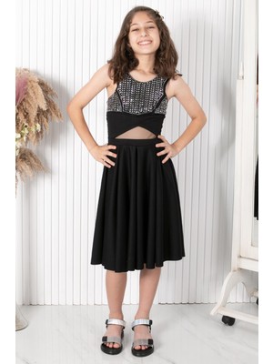 Şubu Tasarım Taş Baskı Abiye Siyah MDV320