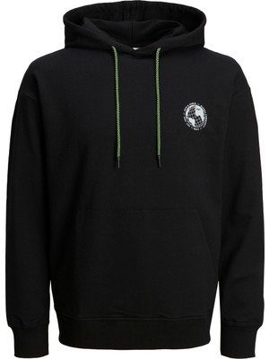 Jack & Jones Filo Sirt Baskili Kapüsonlu Sweatshirt