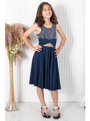 Şubu Tasarım Taş Baskı Abiye Lacivert MDV320