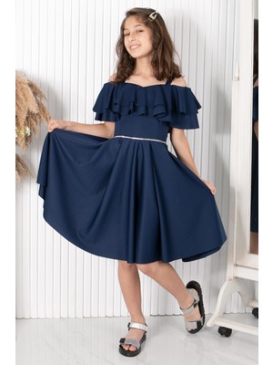 Şubu Tasarım Kol Detaylı Abiye Lacivert MDV326