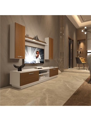 Decoraktiv Eko 5db Slm DVD Tv Ünitesi Tv Sehpası - Beyaz - Ceviz